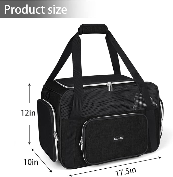 BAGLHER Pet Travel Carrier, Cat Carriers Dog Carrier for Small Medium Cats Dogs Puppies, Airline Approved Small Dog Carrier Soft Sided, Collapsible Puppy Carrier. Black - Image 2