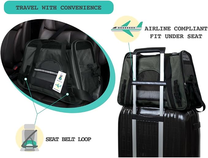 PetAmi Airline Approved Pet Carrier for Cats & Small Dogs, Small, Dark Gray | Soft Sided TSA Travel Bag, Sherpa Bed, Breathable Mesh Ventilation, Collapsible Bowl, Fits Under Seat, Up to 18 lbs - Image 6
