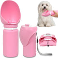 2 in 1 Foldable Dog Water Bottle, Leakproof Portable Pet Dispenser, Pink | Portable Water Dispenser for Cat, Rabbit, Puppy and Small Animals, for Pets Outdoor Walking, Hiking, Travel, BPA Free by HANDZEE