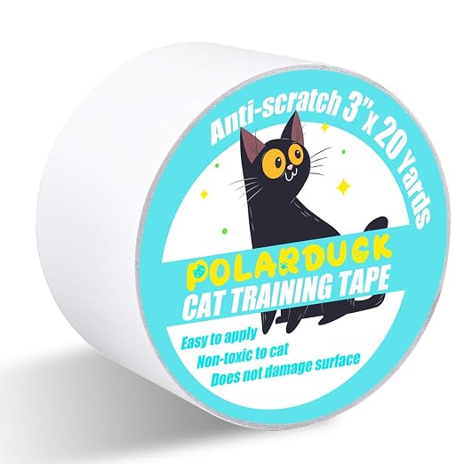 Polarduck Anti Cat Scratch Tape, 3 inches x 20 Yards Cat Training Tape, 100% Transparent Clear Double Sided Cat Scratch Deterrent Tape, Furniture Protector for Couch, Carpet, Doors, Pet & Kid Safe by Polarduck