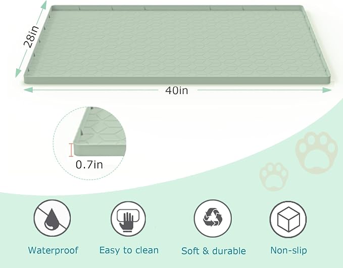 Cat Litter Mat, Silicone Large Cat Mat for Litter Box - 40x28 in, Waterproof & Non-Slip, Durable & Easy Clean, Green - Image 3
