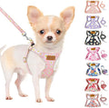 SlowTon No Pull Dog Harness with Leash for Small Medium Dogs, Pink M | Floral Pattern, Step-in, Lightweight, Easy Put On and Off, No Choke, Soft Cotton and Suede for Daily Walking by SlowTon