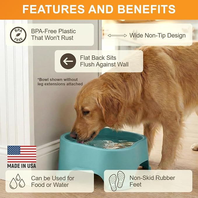 Neater Pet Brands Extra Large Water Bowl for Dogs, Elevated Outdoor Dog Water Bowl (1.25 Gallon XL Capacity), Big Trough Style Food Dish for Indoors or Outside, No Spill Large Dog Bowls, Aquamarine - Image 5