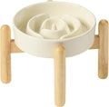 Havniva Elevated Slow Feeder Dog Bowls, Ceramic Dog Bowl Slow Feeder | 0.9 Cups Raised Slow Feeding Bowl for Small Breed, Puzzle Dog Food Bowl with Wooden Stand, Non-Slip, Anti-Choking by Havniva