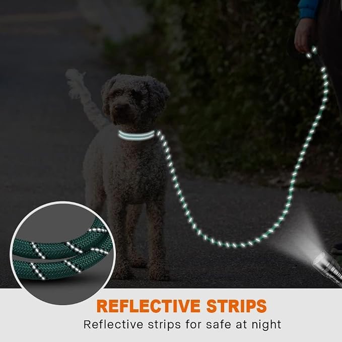 Taglory Rope Dog Leash for Small Medium Dogs, 4 FT Padded Handle, Turquoise | Made of Climbing Rope, Reflective for Night Walks and Training, Comfortable Grip, Anti-tangle Swivel Clip, 3/8 inch - Image 5