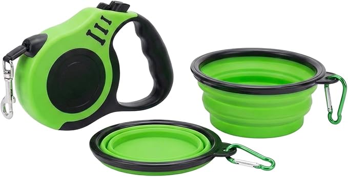PETIMP Retractable Dog Leash Lightweight 16FT Leash Set | with Folding Bowl,Dispenser,waste Bags, for Small Medium Dogs(Green) - Image 7