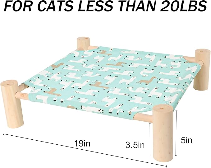 Patas Lague Cat Hammock Bed Small Eleveted Dog Bed 19x19 in Alpaca | Brethable Wooden Pet Bed, Cooling Rabbit Cot, Outdoor Cat Furniture For Summer - Image 4