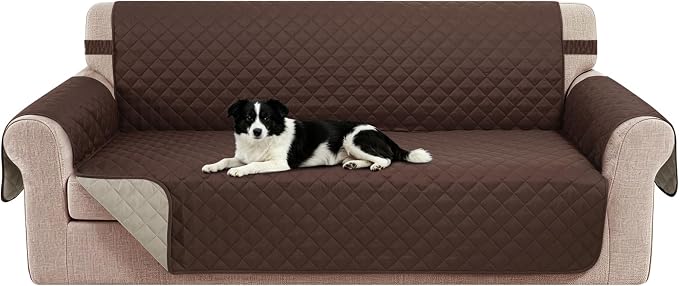 Reversible Couch Cover for 3 Cushion, Sofa, Chocolate/Beige | Couch Cover for Sofa, Pet Friendly Water Repellent Couch Sofa Cover, Washable Furniture Protector with Elastic Straps by LuxshareHome