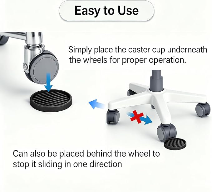 Yelanon Furniture Coasters - 8 Pcs 2”Round Furniture Caster Cups - Non Slip Pads Hardwood Floors Non Skid Grippers Rubber Furniture Feet - Anti Slide Floor Protector for Bed Couch Stoppers Black - Image 4