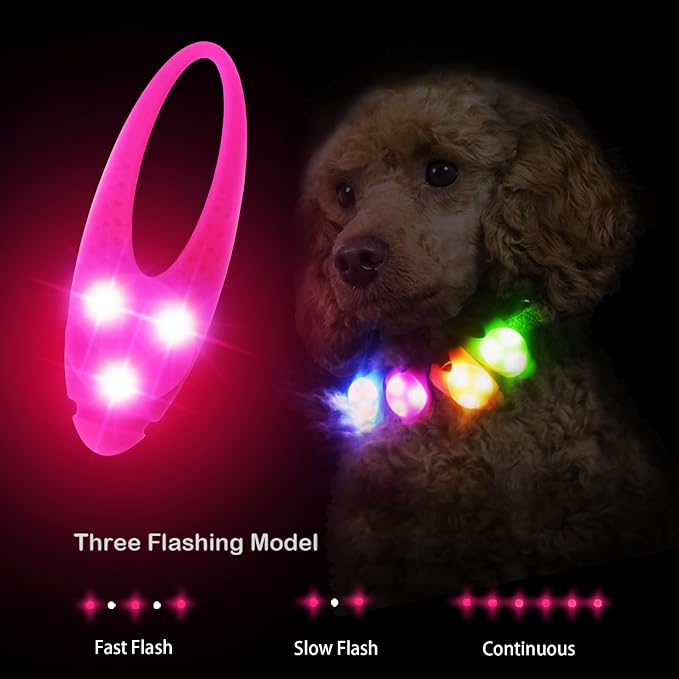 LaRoo Dog Lights for Night Walking, LED Dog Collar Lights for Nighttime, Clip On Light up Dogs Collar Walking Light (Pink) - Image 2