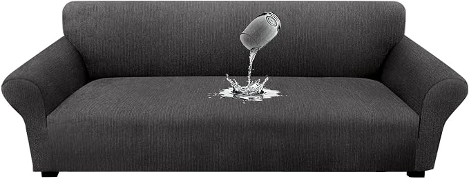Waterproof Couch Cover, Washable Stretch Non-Slip Oversized Sofa Slipcover with Elastic Bottom Stay-in-Place - Leakproof Furniture Protector for Kids & Pets (Oversized Sofa, Dark Gray) by Unknown