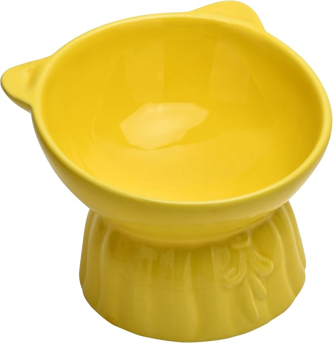 Elevated Cat Food Bowl,8 Oz Ceramic Raised and Tilted Water Bowl,Anti Vomiting and Protect Pets Spines Dishes for Fat Faced Cat, Indoor Cats,Kitten,Small Dog (Black) - Image 7