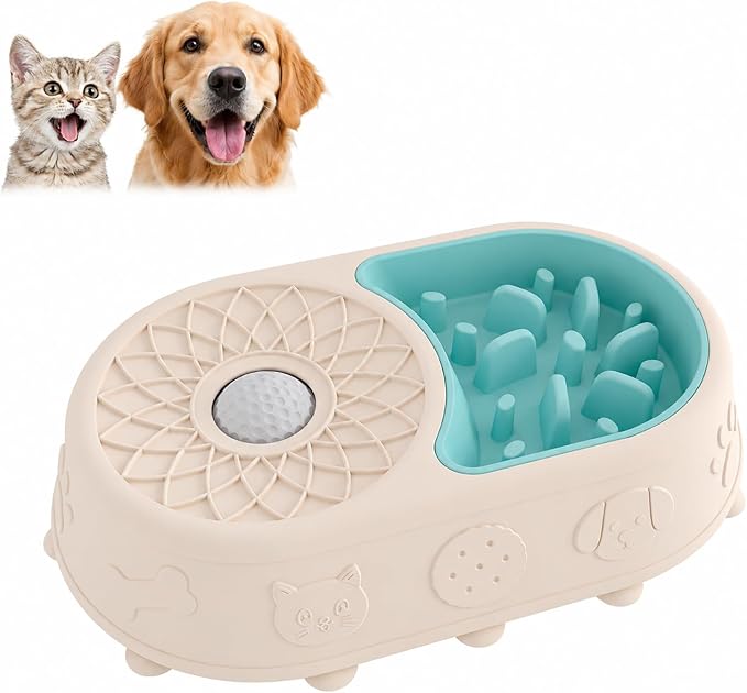 Slow Feeder Dog Bowl with Lick Mat, 2 in 1 Silicone Feeding Bowl | Promotes Healthy Eating Habits and Engaging Mealtime Experience by Unknown
