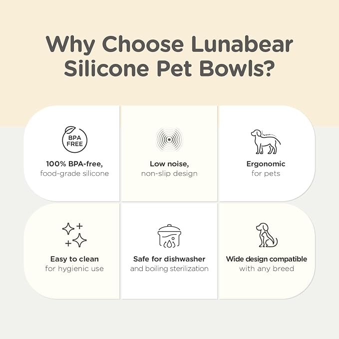Elevated Dog Bowls, Raised Dog Bowl | Premium Food-Grade Silicone Material, Dog Bowls elevated, Quiet Dog Bowl for Noise-Sensitive Dogs, Non slip (Ivory) - Image 3