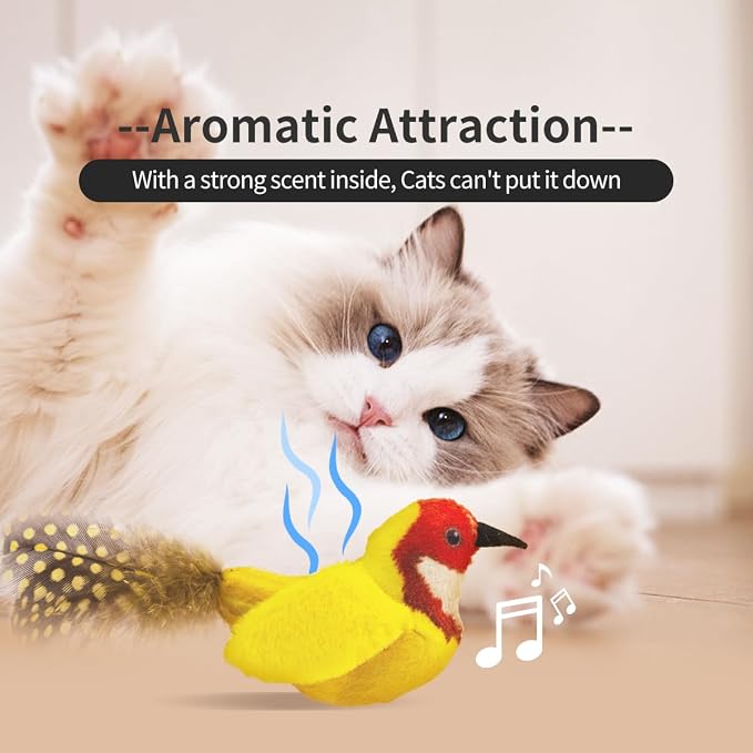 Interactive Cat Toys for Indoor Cats,Catnip and Feather,2Pcs | Realistic Chirp,Teaser String Included,Natural Catnip,Teething and Kicking,Indoor Kitty Kitten Exercise,3.5 inches - Image 5