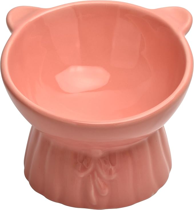 Elevated Cat Food Bowl,8 Oz Ceramic Raised and Tilted Water Bowl,Anti Vomiting and Protect Pets Spines Dishes for Fat Faced Cat, Indoor Cats,Kitten,Small Dog (White) - Image 6