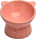 Elevated Cat Food Bowl,8 Oz Ceramic Raised and Tilted Water Bowl,Anti Vomiting and Protect Pets Spines Dishes for Fat Faced Cat, Indoor Cats,Kitten,Small Dog (Pink) by BUYNEED