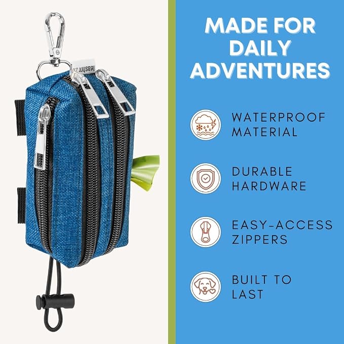 Dog Poop Bag Holder for Leashes and Treat Holder with 3 Waterproof Pouches | Poop Bag Dispenser for Pet Waste Bags and Walking Accessories + 1 Free Roll - Image 5