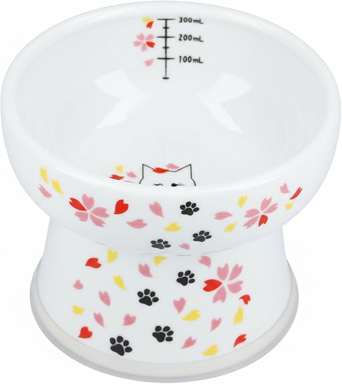 Necoichi Ceramic Elevated Cat Water Bowl, Whisker-Friendly (Cat, Regular) by NECOICHI
