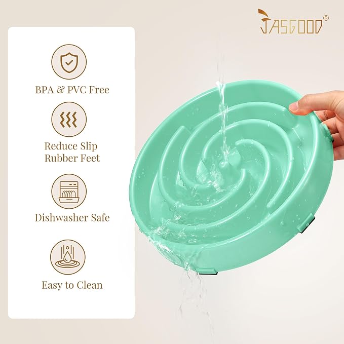 JASGOOD Slow Feeder Dogs Bowl for Medium Dogs,Anti-Gulping Pet Slower Food Feeding Bowls Stop Bloat,Preventing Choking Healthy Design Dogs Bowl, O-Pea Green - Image 5