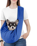 Pawaboo Small Dog Sling Carrier | Reversible Puppy Small Pet Carrier,Hands Free,Safety Buckle,Storage Pocket for Travel,Outdoor Activities Sapphire Blue by Pawaboo