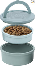 Dog Travel Bowls - Set of 2 Portable Pet Food & Water Dishes with Lid & Handle - Each Nesting Container Includes a Non-Slip Silicone Base - Microwave & Dishwasher Safe - BPA & Toxin-Free by KindTail