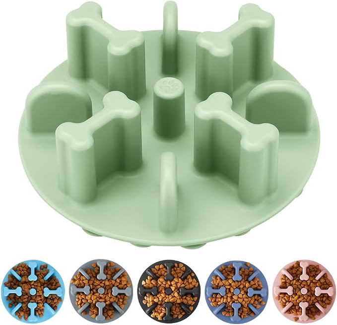 Soft Silicone Anti-Choking Puzzle Dog Bowl Insert - Anti-Slip Slow Down Eating Feeder for Regular Elevated Dog Bowls by Animire