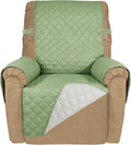 PureFit Reversible Recliner Chair Covers Couch Covers for Dogs, 19 in | Sage Green/Ivory, Water Resistant Couch Protector, Washable Pet Couch Cover with Non Slip and Elastic Straps For Kids by PureFit