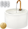 DOOOB Ceramic Cat Water Fountain, 2.1L/71oz Ceramic Cat Fountain | Automatic Ceramic Water Fountain for Cats, Pet Water Fountain with Ultra-Quiet Pump and 3 Filters & 3 Sponges (White) by dooob