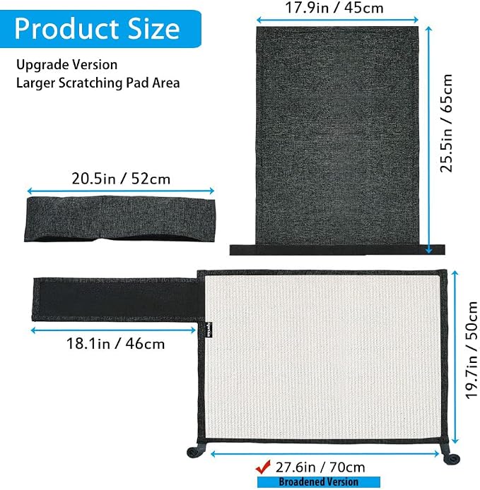 NATUYA Cat Scratch Furniture Protector - Large Sisal Cat Scratching Mat for Couch, Arm, Sofa, Corner (Dark Gray, Right) - Image 4