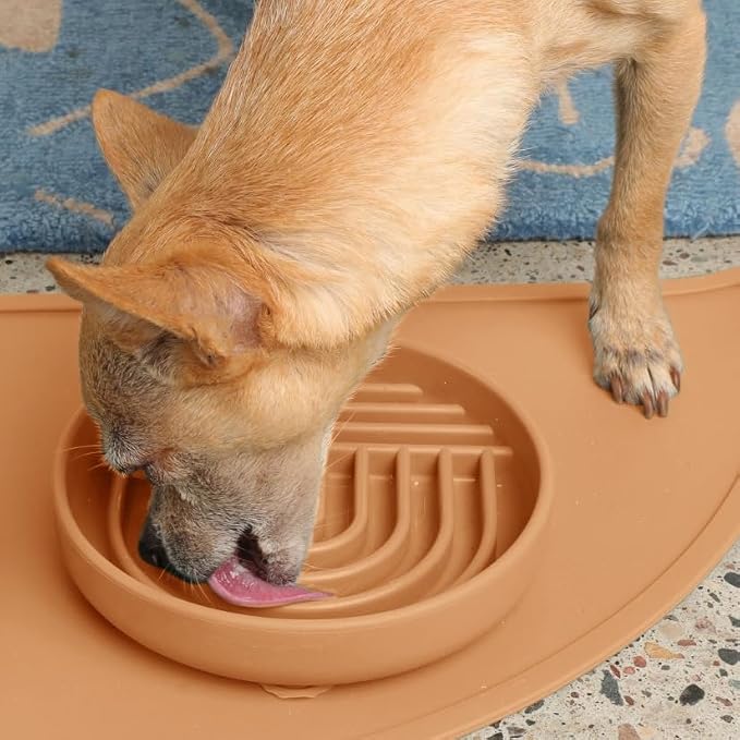 Should We Go? Slow Feeder Dog Bowls - Small Size Silicone Slow Eating Dog Bowl for Puppies & Dogs with Suction Cup -Dishwasher-Safe,Lick Mat Design,Reduces Gulping,for All Breeds, 6”x1.25”-Terracotta - Image 2