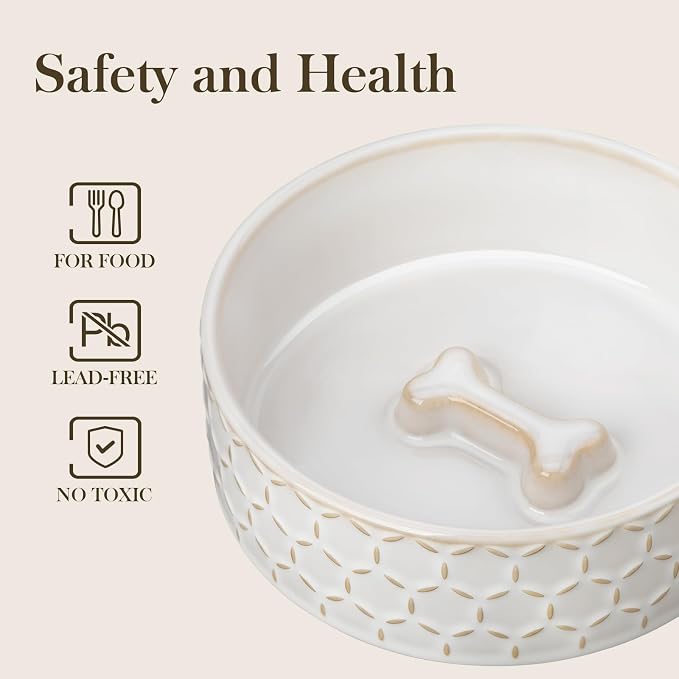 MALACASA Ceramic Dog Food Bowl, Water Dish for Small Breeds, 1.5 Cups | Honeycomb Pattern, Ceramic Pet Bowl, Food and Water Dish, Dishwasher and Microwave Safe, for Small Dogs and Cats - Image 4