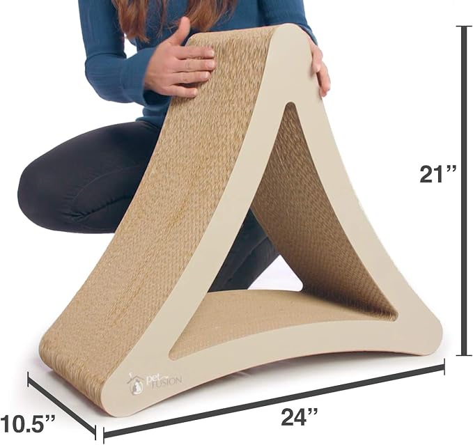 PetFusion 3-Sided Vertical Scratch Play & Perch Cat Scratching Post, 24" x 10.5" x 21.1", Multiple Angle Cat Scratching Pad; 6 Usable Sides, 100% Recyclable Cardboard Lounge | Multiple Angle Scratching Pad with 6 Usable Sides, 100% Recyclable Cardboard... - Image 3