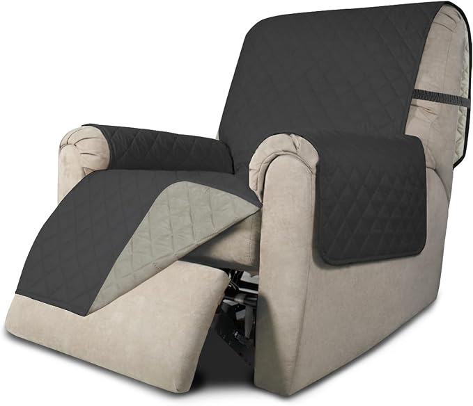 Easy-Going Reversible Couch Cover, Recliner 22 in, Darkgray/Beige | Machine Washable Slipcover For Dogs, Water Resistant Furniture Mat For Living Room, Non-Slip Sofa Cover, Pet Friendly by Easy-Going