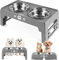 Jovrun Elevated Dog Bowls for Small Dogs and Cats, Non-Slip Cat Bowls with 2 Thick 5.5" Stainless Steel Dishes, Dog Feeder 2 Heights Adjustable to 2.6"-5.3" by Jovrun