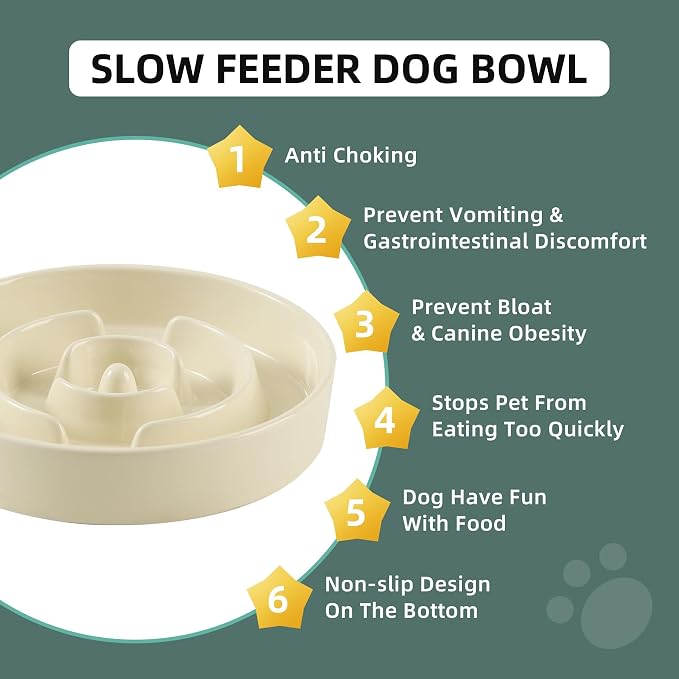 Havniva Dog Bowls Slow Feeder, Ceramic Slow Feeder Dog Bowls for Fast Eater | 1.6 Cups Dog Food Bowl Puzzle Feeder, Slow Feeding Bowls for Medium Breed, Non-Slip Base, Anti-Choking - Image 5