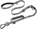 AUBELL Tactical Dog Leash Heavy Duty,4-6ft No Pull Bungee Leash,Grey | Reflective Dog Leash for Medium Large Dogs with Comfortable Padded Double Handle,Car Seat Belt,360 Degree Rotating Carabiner by AUBELL