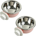 2Pcs Pets Lightweight Stainless Steel Bowl,Removable Stainless Steel Pet Hanging Food Water Feeder Bowl for Puppy Dog Cat Rabbit Ferret Bird Gunea Pigs (Pink-Small) by MRSXXNTY