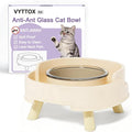 Ant Proof Cat Food Bowl Elevated Pet Dish W/Deep Anti Ant Moat Stand-Pearl | 1 Glass Bowl, Stress Neck Free, Non-Spill Food & Water Bowls W/ Feeding Station for Outdoor&Indoor Cats/Small Dogs, Ant Free by Unknown