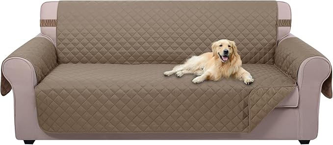 U-NICE HOME Reversible Sofa Cover Couch Cover for Dogs, Taupe/Taupe | 68''Sofa Mat Washable, Pet Friendly, Elastic Straps, Water Repellent, Furniture Protector for 3 Cushion Couch by U-NICEHOME