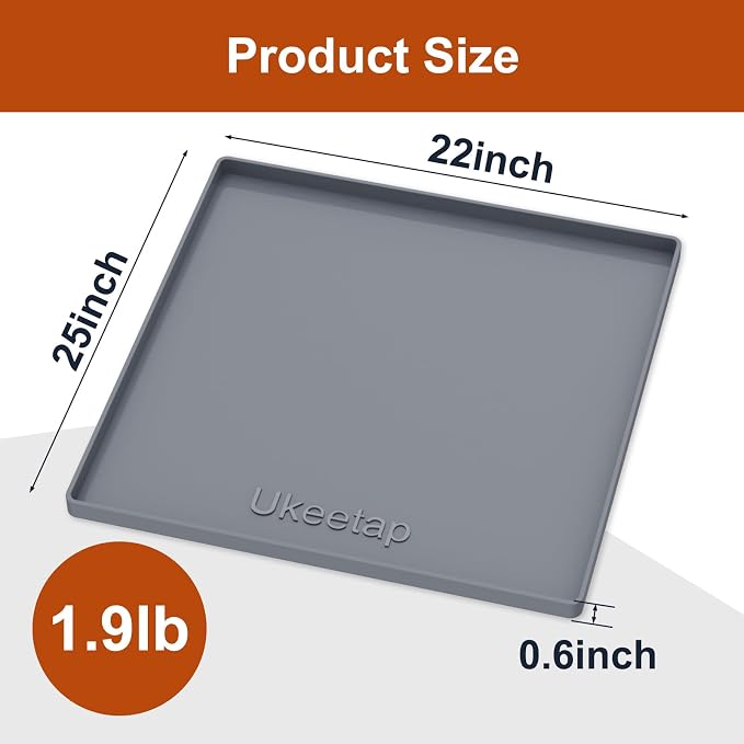 25" x 22" Extra Thick Silicone Mat Waterproof with Raised Edge, Gray | Under Sink Mat for Kitchen & Bathroom, Kitchen Cabinet Liner, Multi-Purpose for Storage & Protection - Image 7
