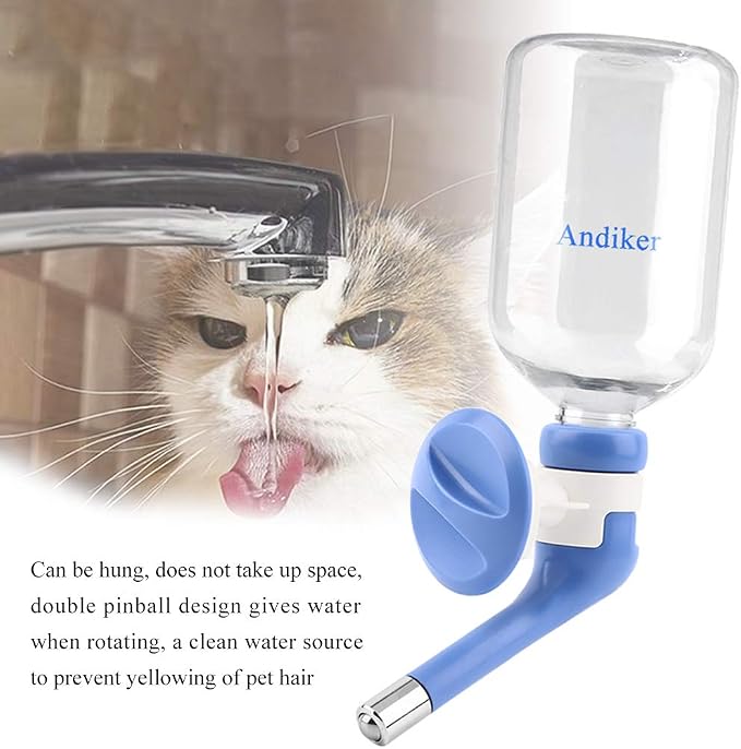 Andiker Dog Water Bottle for Crate, No-drip 350ml Dog Water Dispenser Adjustable and Detachable Installed on the Kennel Cage Water Bottle for Dogs and Puppy Drinking Water - Image 4