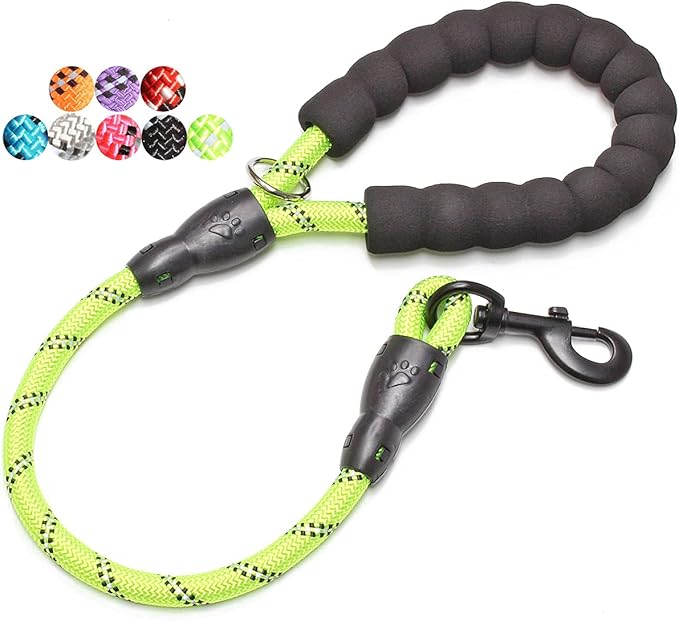 2/4/5/6 FT Dog Leash with Comfortable Padded Handle and Highly Reflective Threads for Small Medium and Large Dogs (2FT-1/2'', Green) by BAAPET