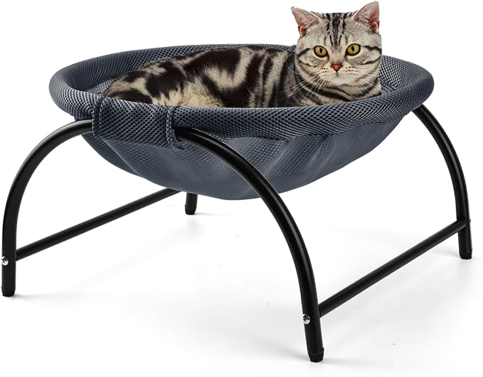 LIFLIX Raised Cat Hammock Bed, Standing Cat Cot with Washable Mesh, Pet Bed for for Kittens,Dark Blue by LIFLIX