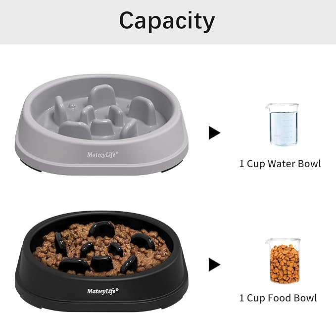 MateeyLife 2-Pack Slow Feeder Dog Bowls, 1 Cup, Dog Puzzle Feeder Bowl | Food-contact safe, dishwasher safe, non-slip base, maze design, for fast eaters, for dogs and cats, daily mealtimes - Image 5