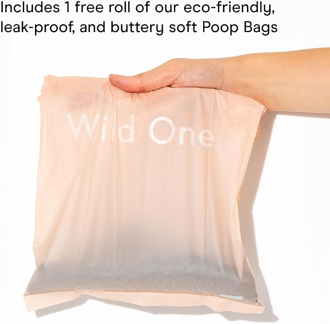 Wild One Dog Poop Bag Holder and Dispenser with Leash Attachment, Leak Proof, Easy Twist Top for Refills, Includes 1 Roll Bags, Black - Image 5