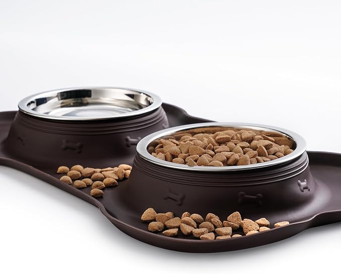 Hubulk Pet Dog Bowls 2 Stainless Steel Dog Bowl with No Spill Non-Skid Silicone Mat + Pet Food Scoop Water and Food Feeder Bowls for Feeding Small Medium Large Dogs Cats Puppies (X- Large, Chocolate) - Image 5