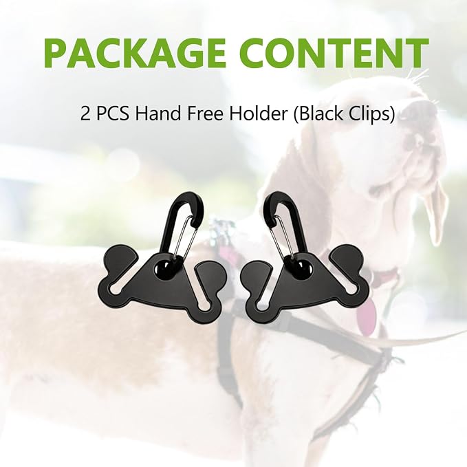 Dog Poop Bag Holder for Waste Bags Dispenser Leash Pet Waste Bag Carrier Hand Free Walking Holder,2PCS Black Holders - Image 6