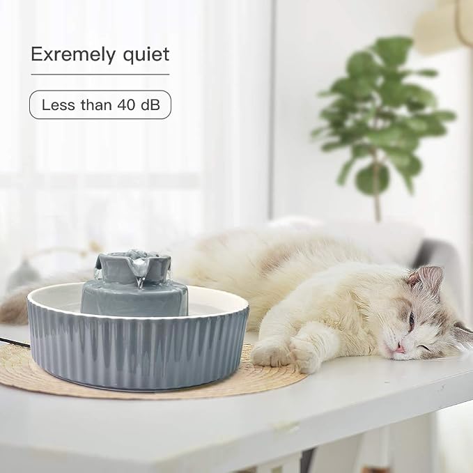 Pet Drinking Fountain: Cepheus 2.1L/71oz Cat Fountain-Automatic Water Fountain for Cats and Dogs with with Ultra-Quiet Pump(Grey) - Image 4