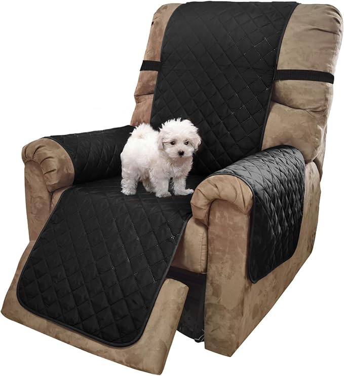 U-NICE HOME Reversible Recliner Chair Covers, Black | 28''Recliner Cover for dogs Washable, Pet Friendly, Elastic Straps, Water Repellent, Diamond Quilted by U-NICEHOME